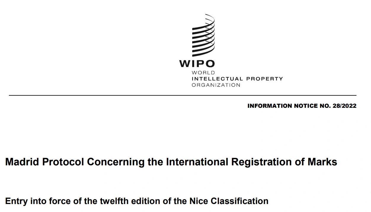 12th edition of the Nice Classification